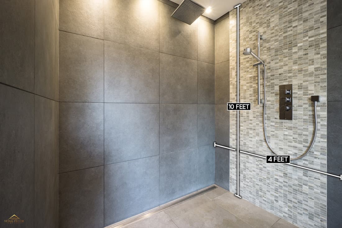 modern washroom condo and shower, How Wide Should Shower Accent Tile Be?