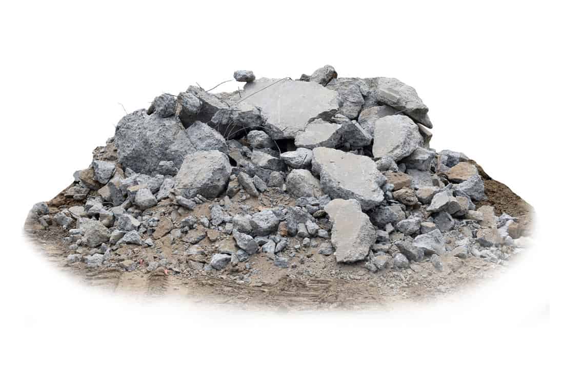A big pile of rubble on a white background