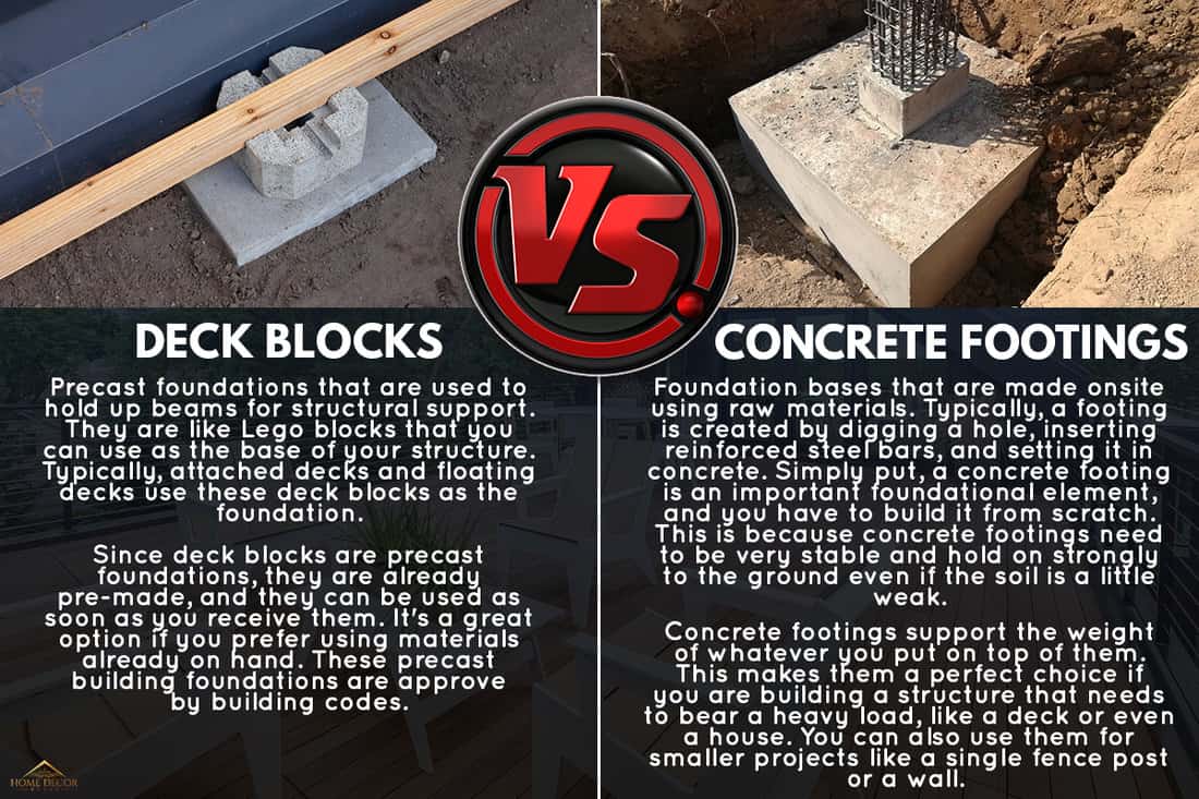 Comparison between Deck Blocks and Concrete Footings, Deck Blocks Vs Concrete Footings: What's The Difference?