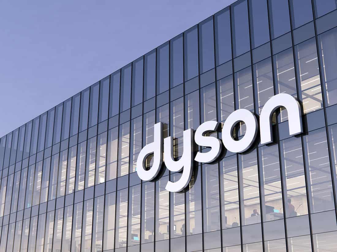 Dyson Household Appliances Company Signage logo on top of glass building