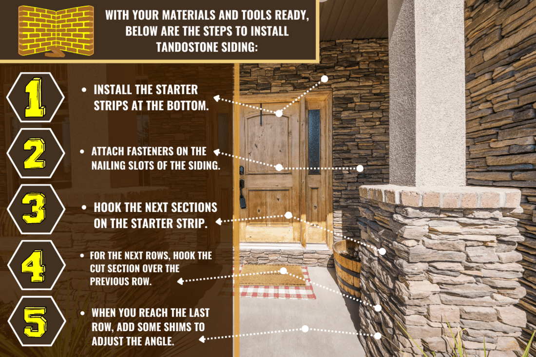 Entrance exterior of a house with stone veneer siding. - How To Install TandoStone Siding [Step By Step Guide]