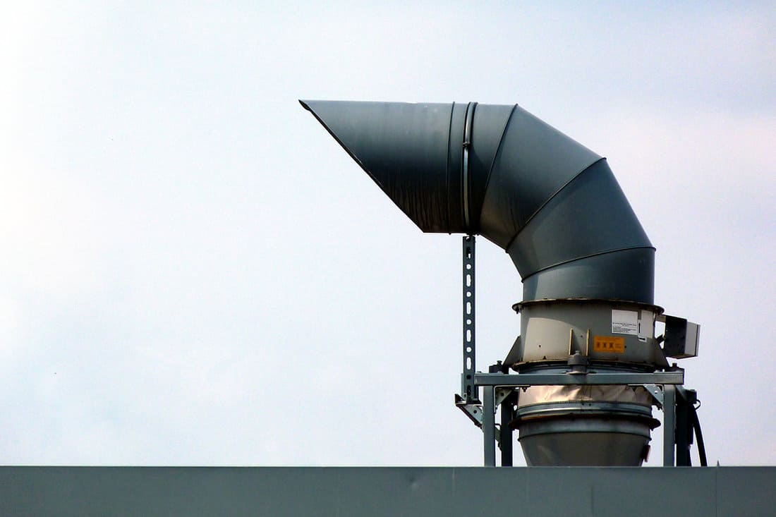 Goose neck shaped mechanical vent pipe on roof top