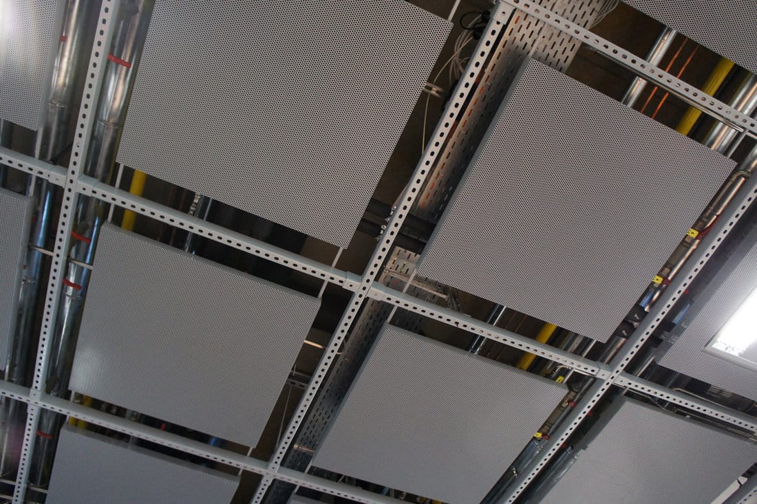 Gray patterned drop ceiling