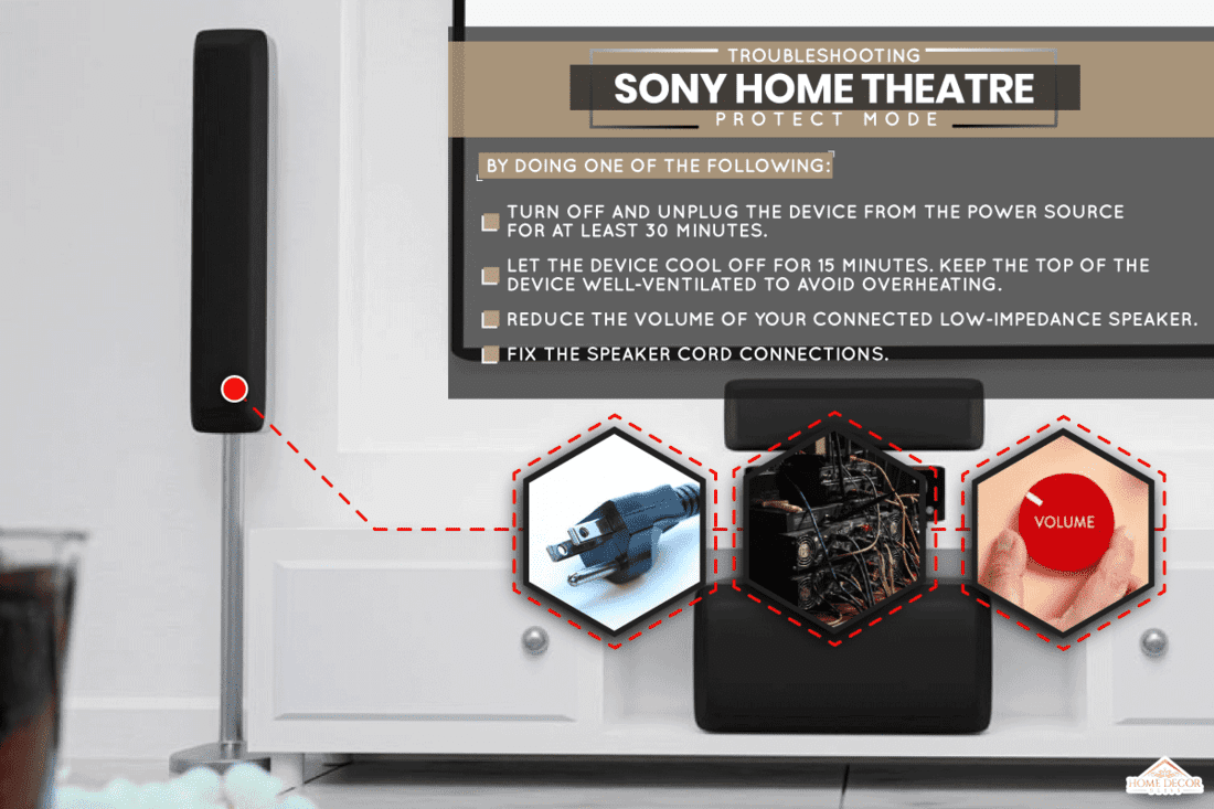 Home Theater and TV screen in the living room. Big wall screen TV and Audio equipment, How To Remove Protected Mode From Sony Home Theatre [Step By Step Guide]