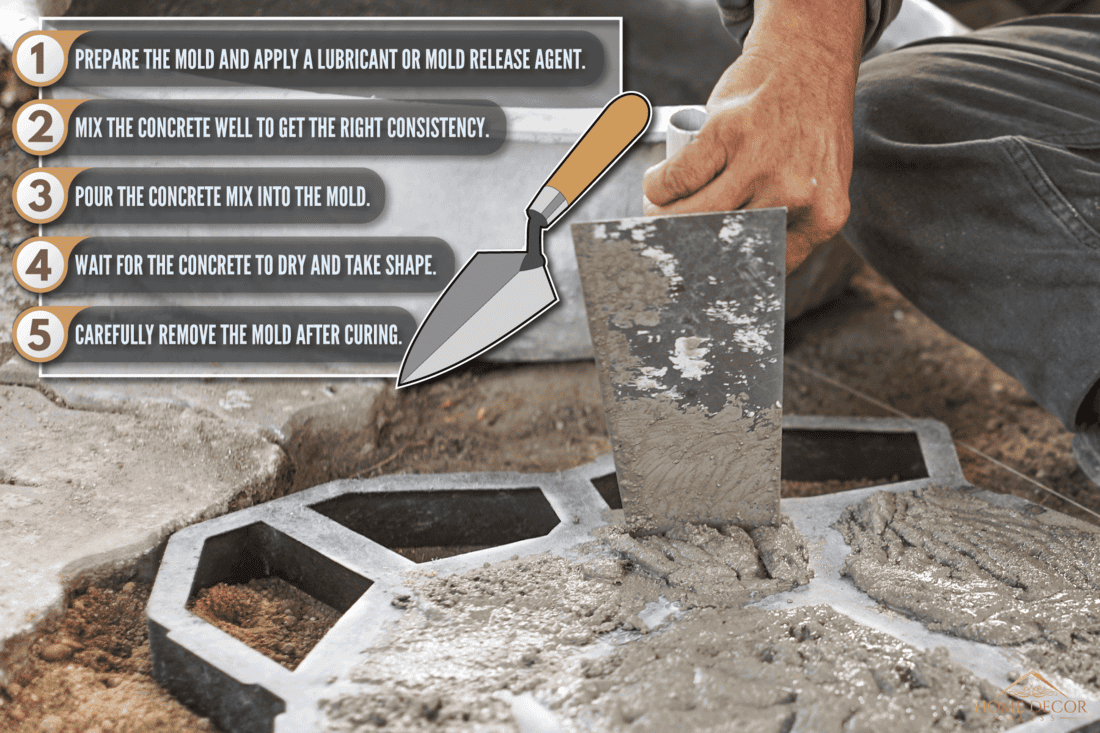 man pour cement mold make concrete, How To Use Concrete Molds [Step By Step Guide]