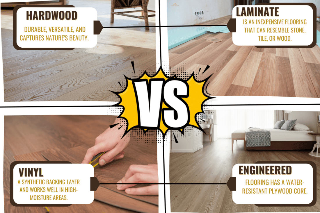 Man chosing the right flooring for his houseappartement- Hardwood Vs. Laminate Vs. Vinyl Vs. Engineered - Which To Choose?