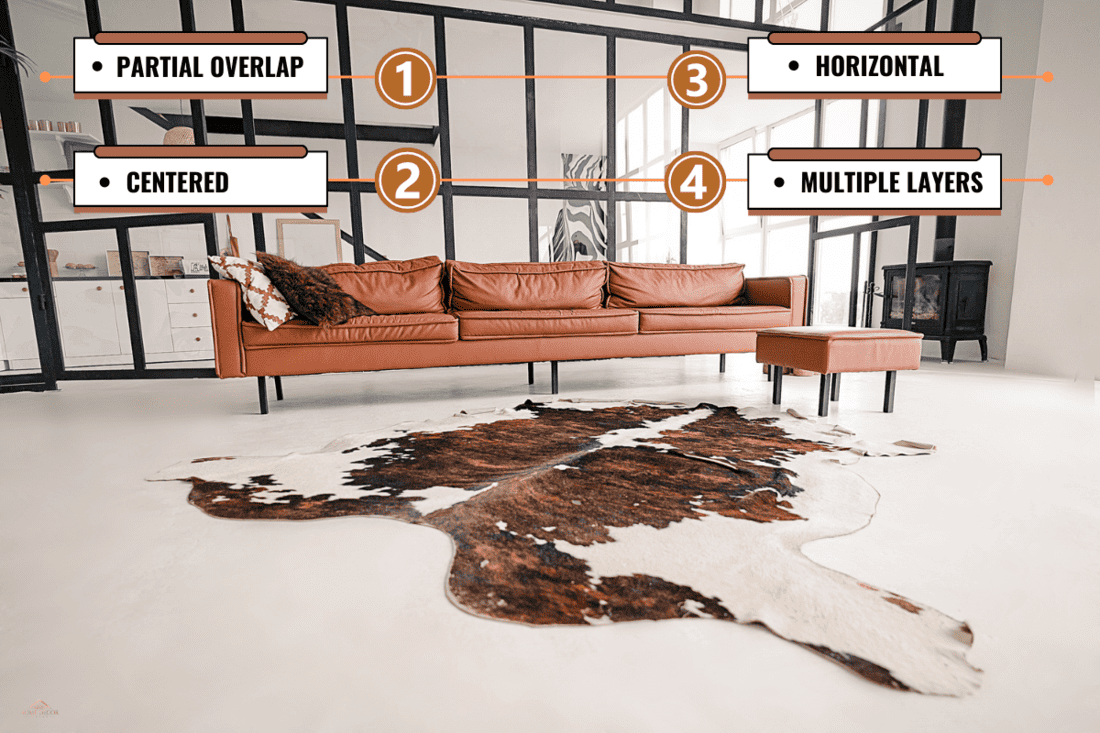 Modern Luxury Interior Design of a Bright Living Room. Interior Shoot -How To Layer A Cowhide Rug [4 Ways You Will Love!]