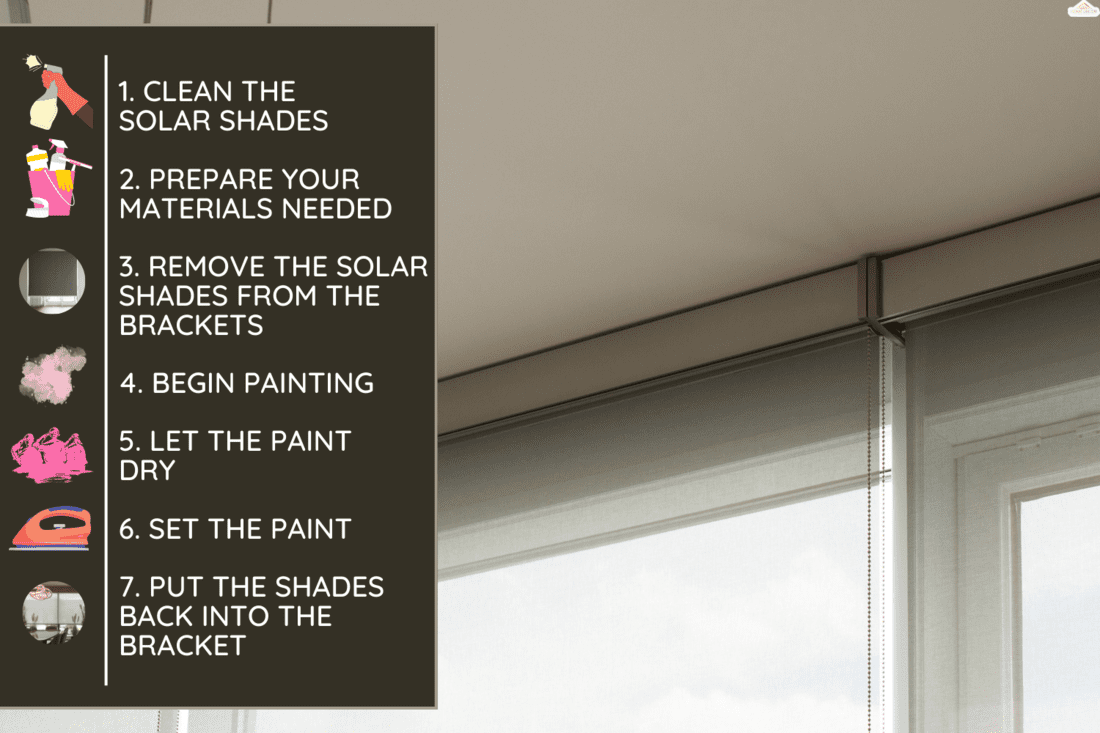 Roller blinds with square cassette system. Solar shades with screen fabric. Window view closeup, Can You Paint Solar Shades [Yes! Here's Which Paint Is Best!]