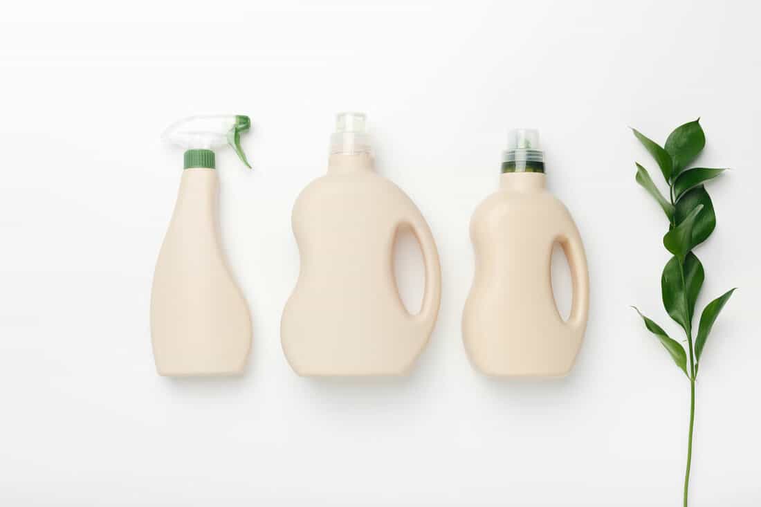 Set of bottles with mockup packaging, cleaning detergent