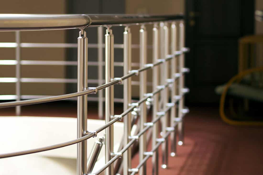 Shiny chrome metal fencing and railings