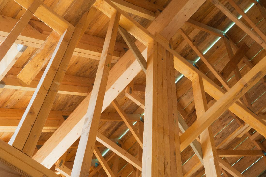 Timber frame of a house during construction