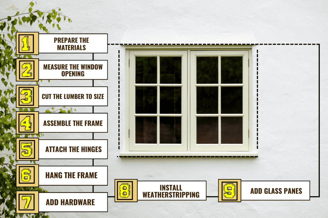 House exterior with wooden casement window and white wall, How To Make Wooden Casement Window Frames