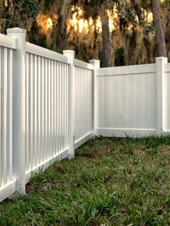 Vinyl fence on the lawn