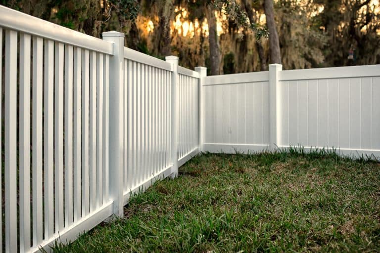 Vinyl fence on the lawn