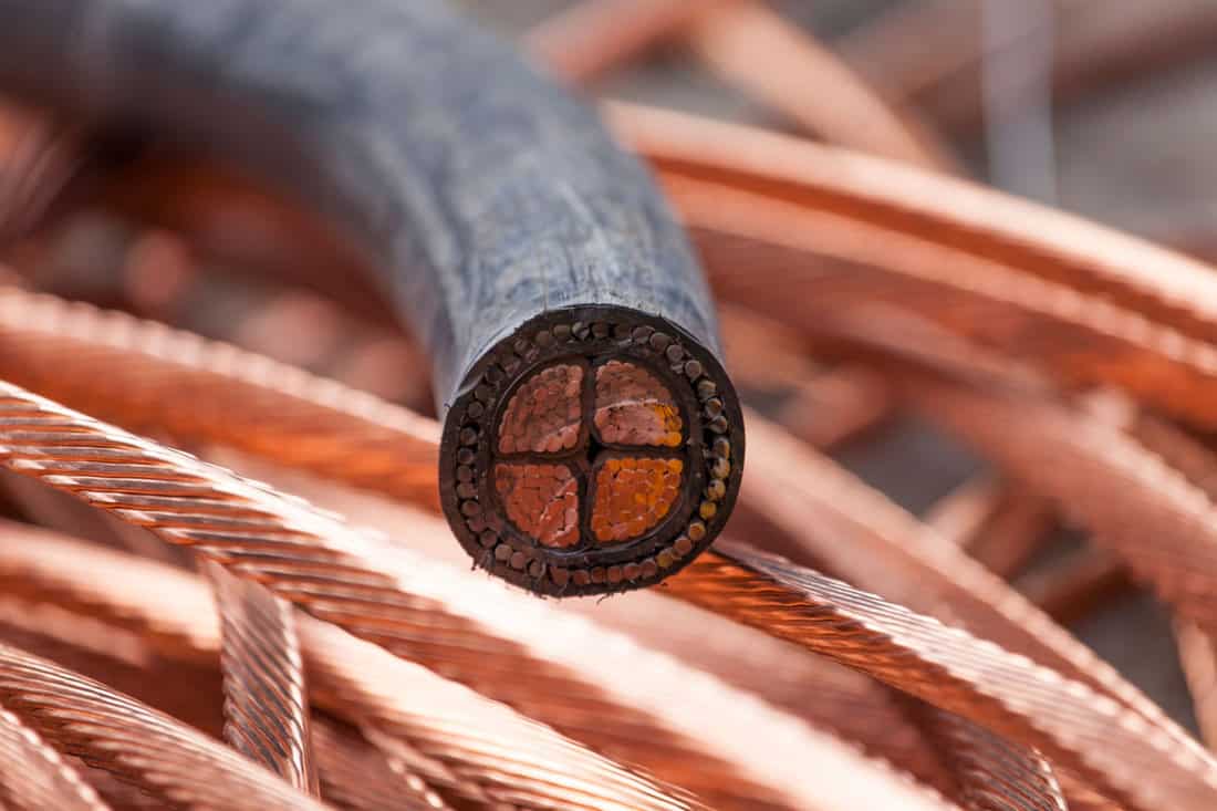 cable copper wire close up bronze wire thick