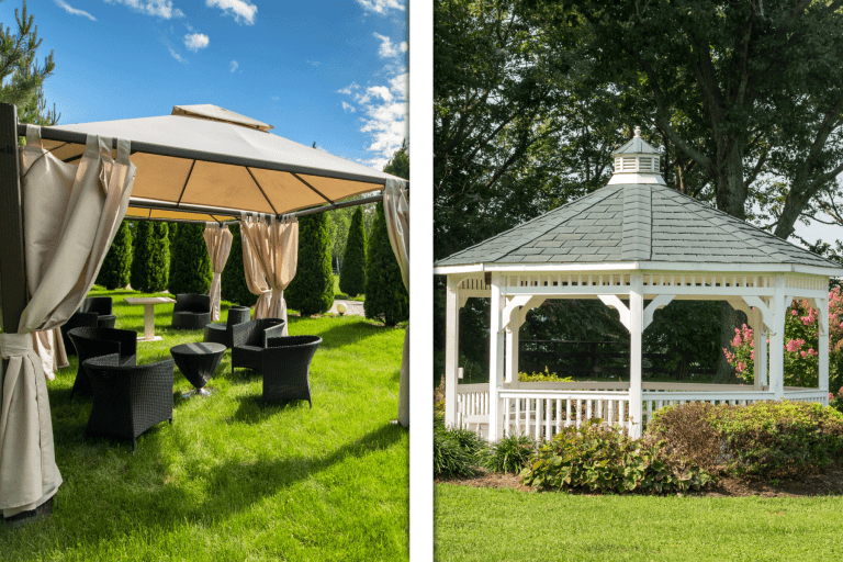 collab photo of a soft top gazebo and a hard top gazebo, Soft Vs Hard Top Gazebo: Which To Choose?