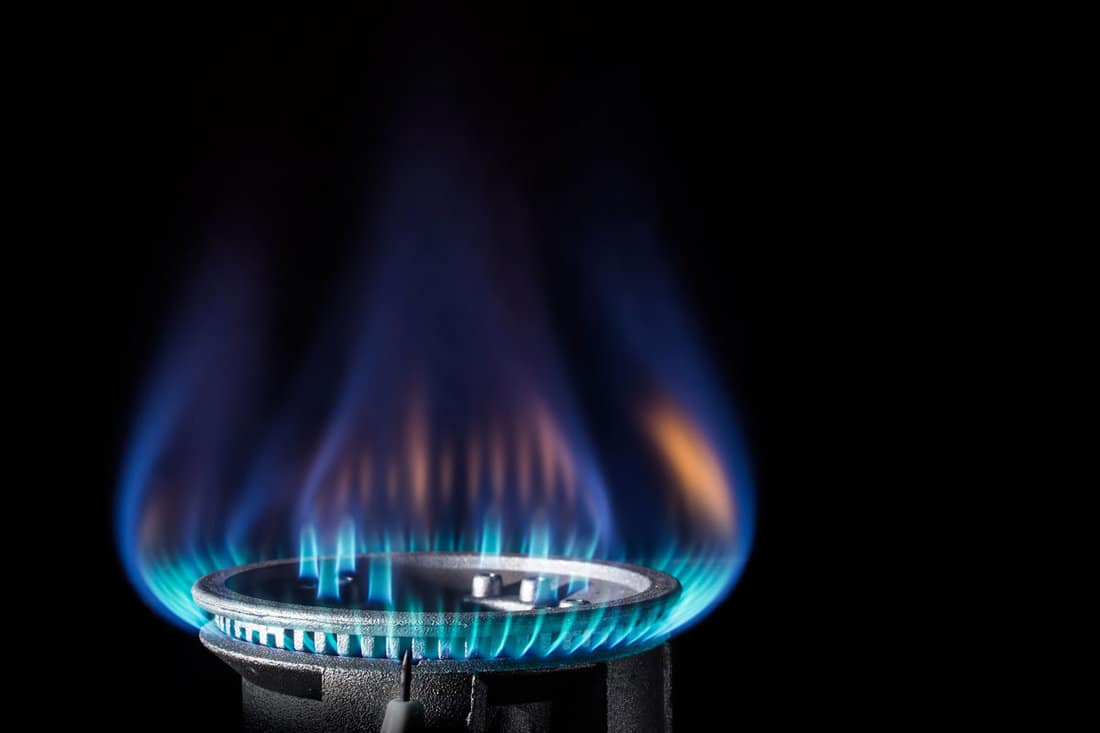 flame gas burner on dark background