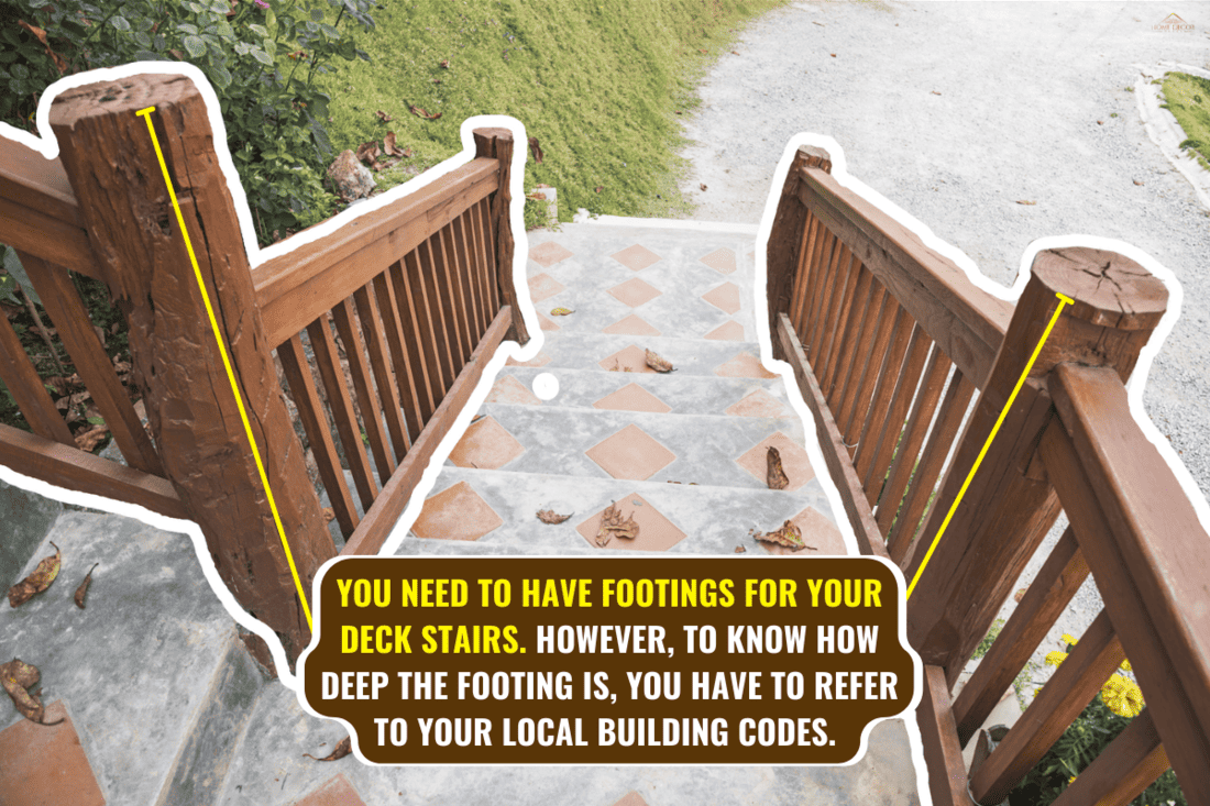 wooden stair way in garden. - Do Deck Stairs Need Footings