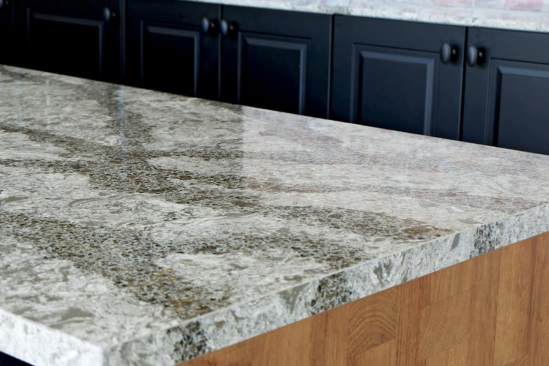 Beautiful quartz stone counter top in kitchen