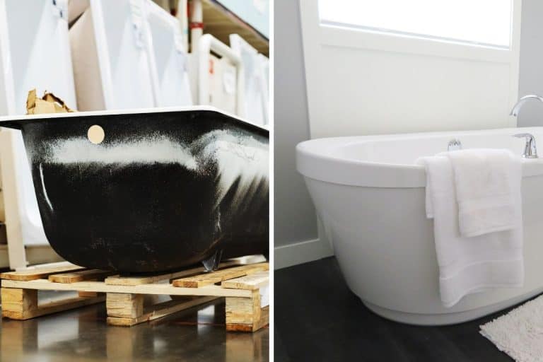 Cast iron bath in a plumbing store. Wholesale and retail trade in bathroom equipment. Foreground. selective focus. - Cast-Iron Tub Vs Americast: Which To Choose?