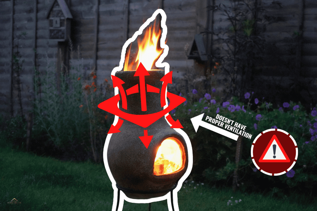 Chiminea on fire in a garden.- Why Does My Chiminea Keep Going Out
