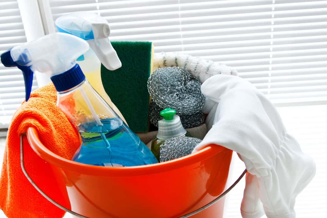 Cleaning agents in a bucket