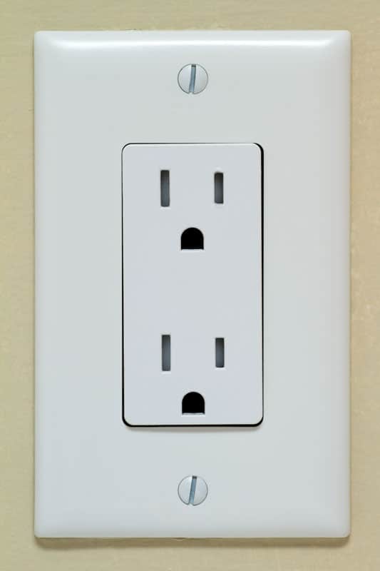 Household electrical outlet on the wall