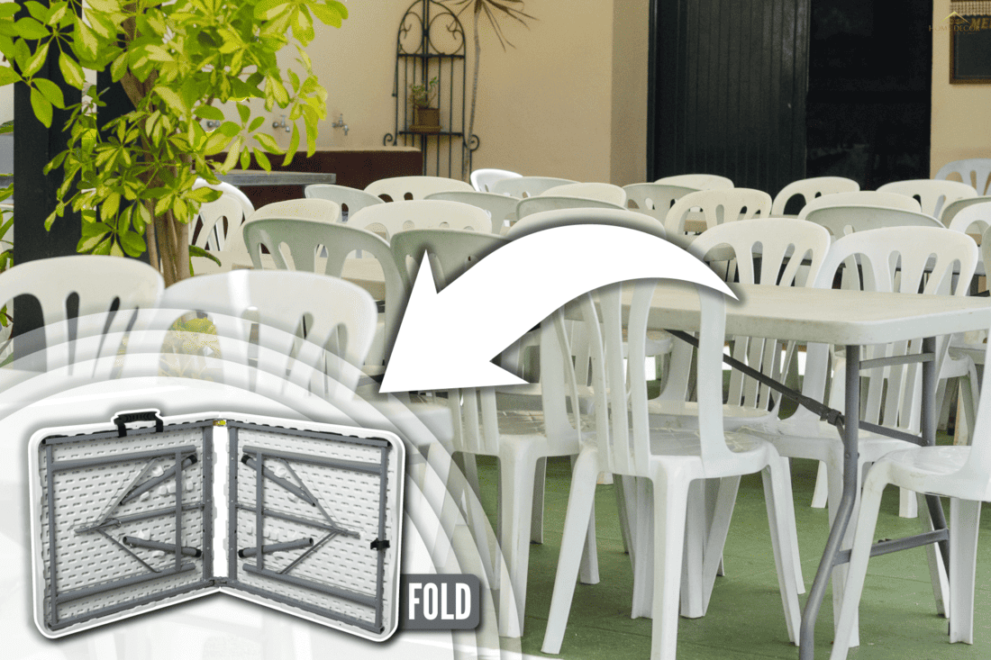 white plastic chairs around tables ready, How Do You Close A Card Table?