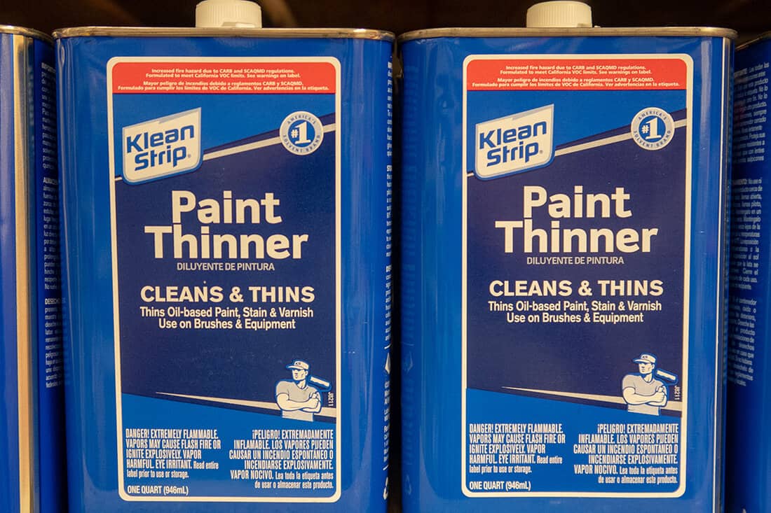 Klean strip paint thinner on display in a home depot store