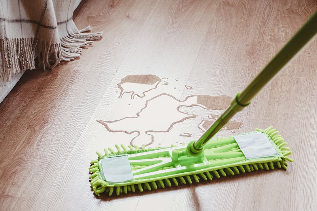 Mop wiping wet floor