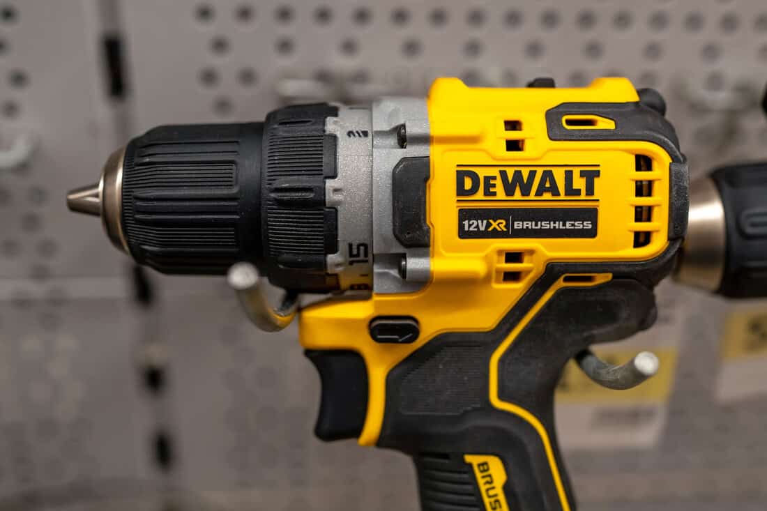 Screwdriver tool brand Dewalt closeup. Dewalt screwdriver are sold in the power tool store.