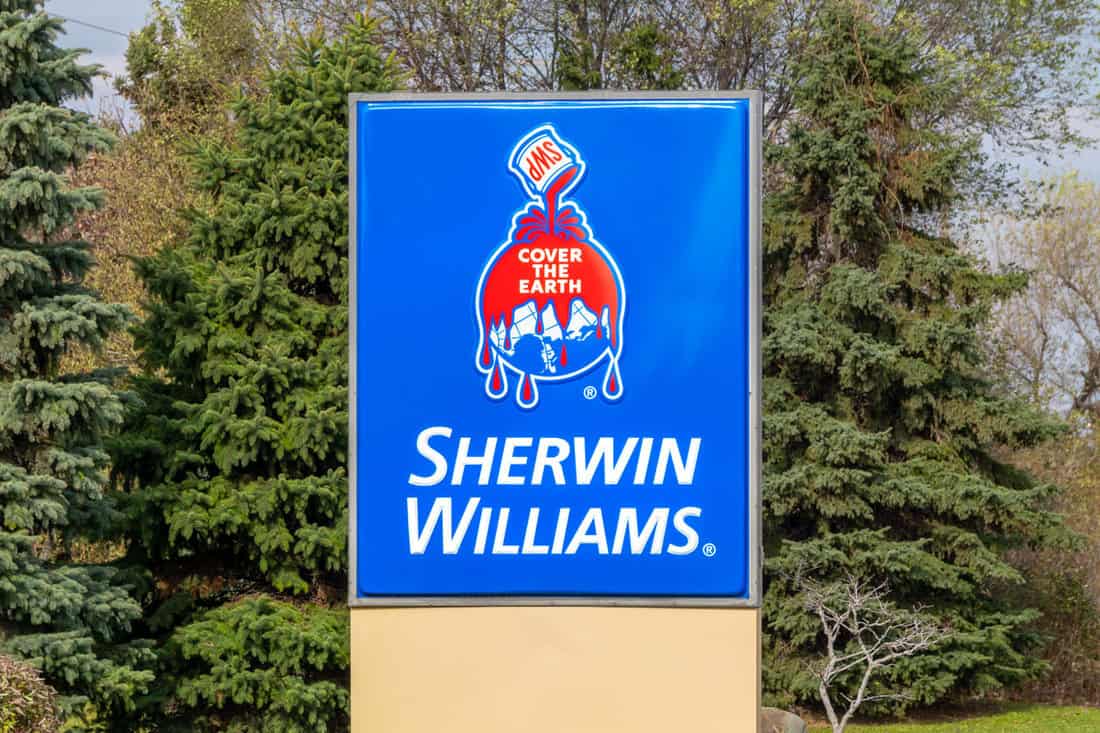 Sherwin Williams sign on the side of the road
