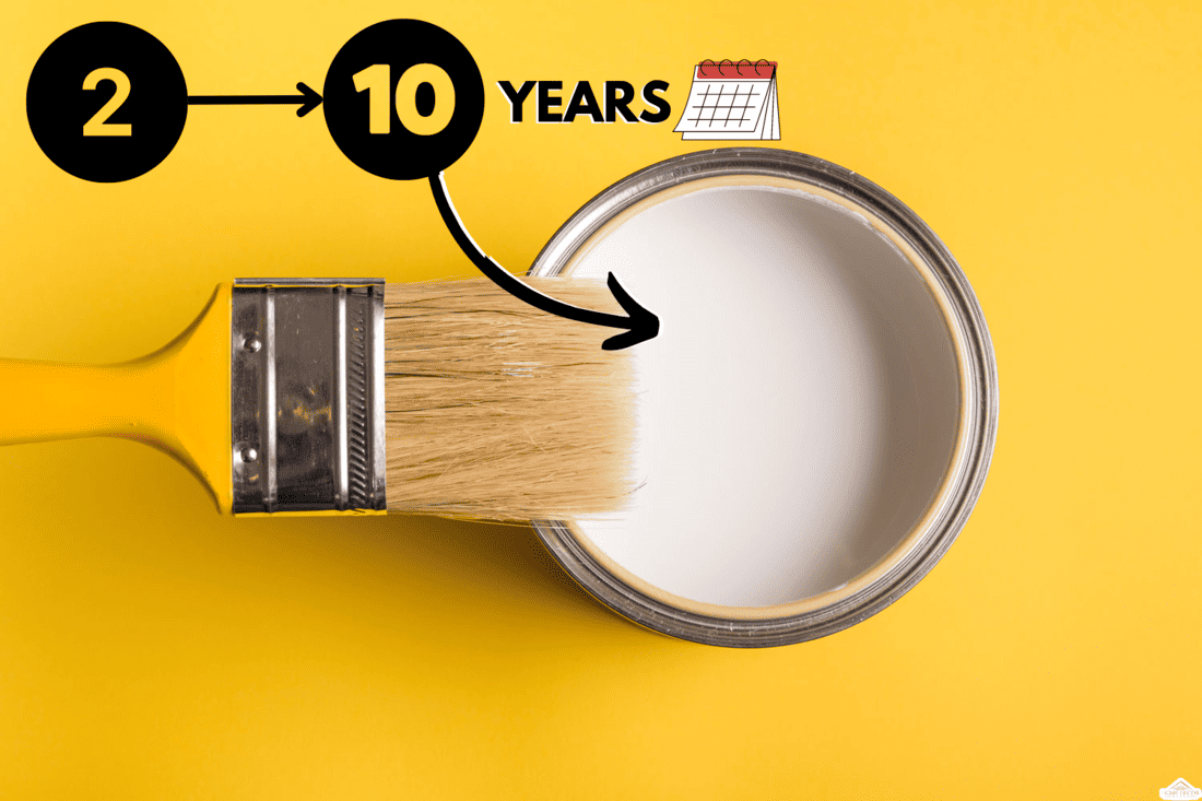 White Paint Can with Brush Top View On Yellow Background, Does Sherwin-Williams Take Old Paint