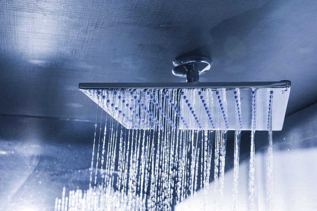 detail modern ceiling shower close up shower head water