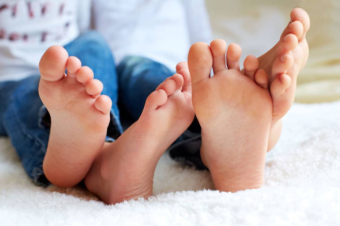 funny children's foots barefoot closeup this