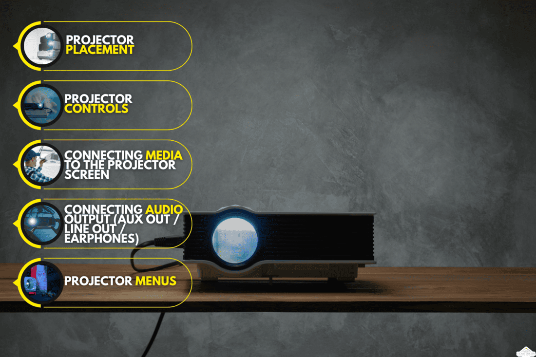 mini led projector on wood table in a room projector home theater idea and concept, How To Use RCA Home Theater Projector [Step By Step Guide]