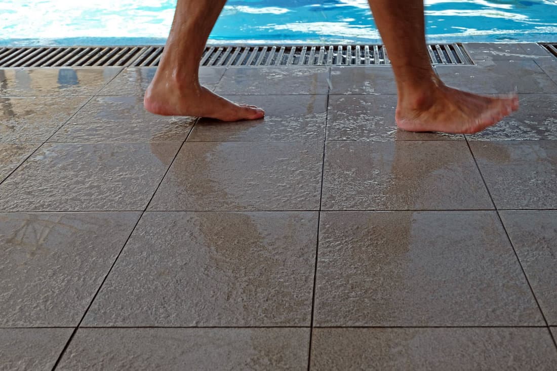 nonslip flooring tile foot action swimming