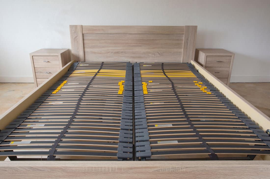 slatted base wooden element double bed