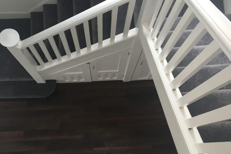 staircase white wood with dark wood floor, Why Does My Paint Keep Coming Off The Banister?