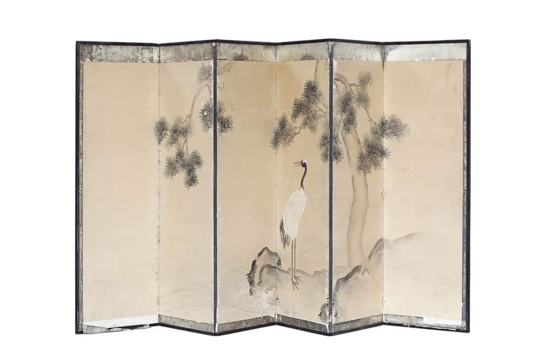 An Antique Japanese screen on a white background