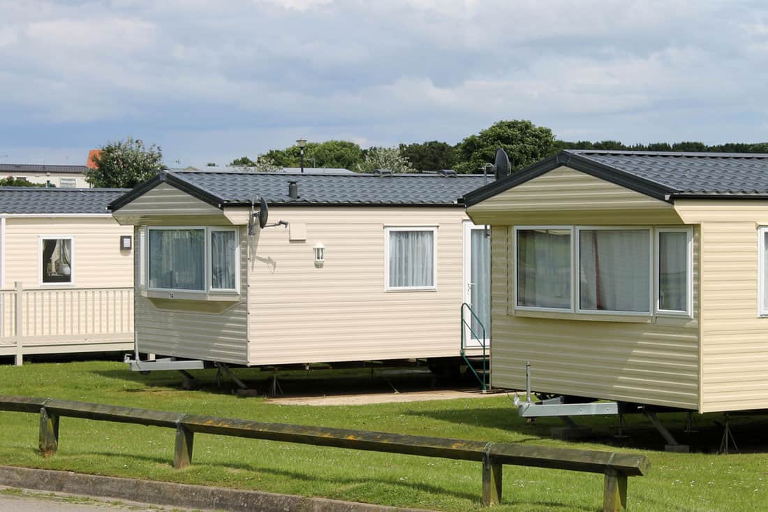 Caravan mobile homes in modern trailer park