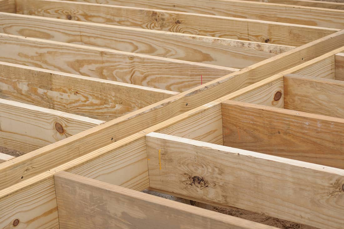 Floor joists made of heavy lumber on new construction