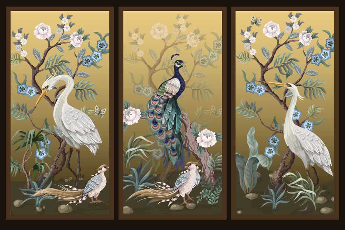 Gorgeous antique designs of a japanese screen