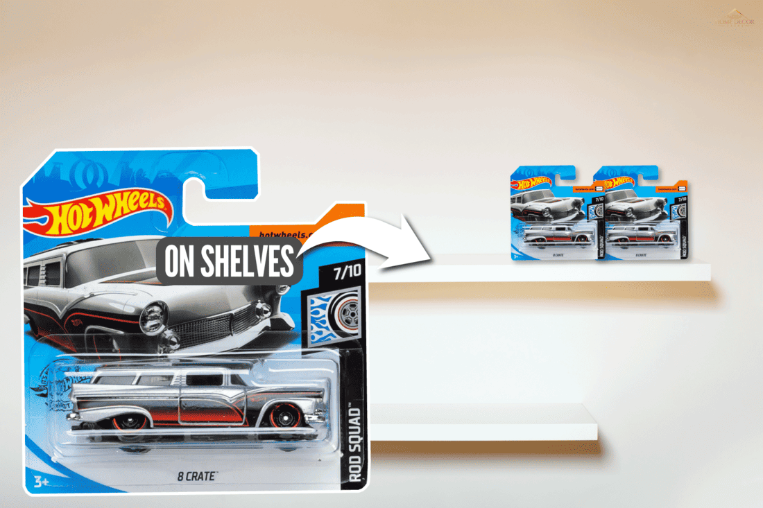 two shelves on white wall green, How To Hang Hot Wheels On Wall