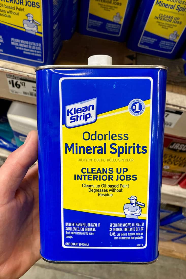 One quart of Odorless Mineral Spirits by Klean Strip, used to clean oil based paints.