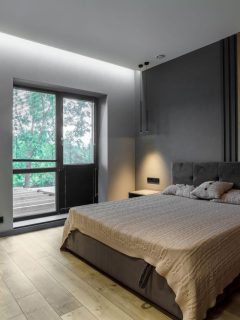 Modern,And,Loft,Bedroom,With,Dark,And,Grey,Style.,Dark