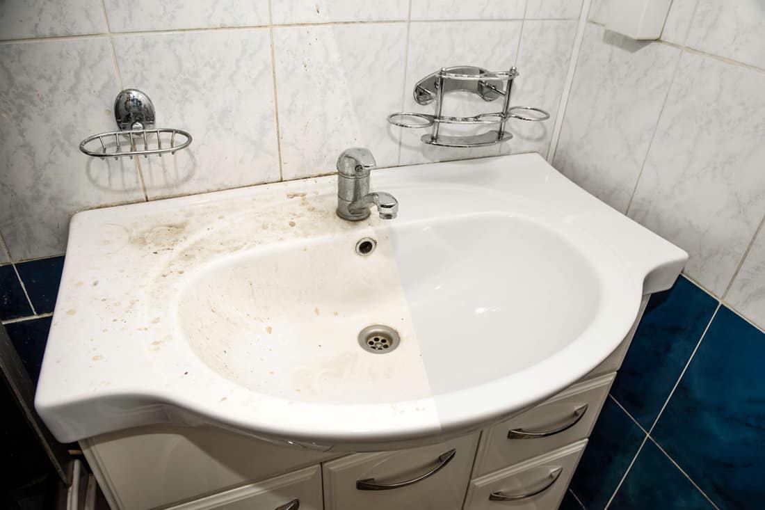 dirty clean bathroom sink before after