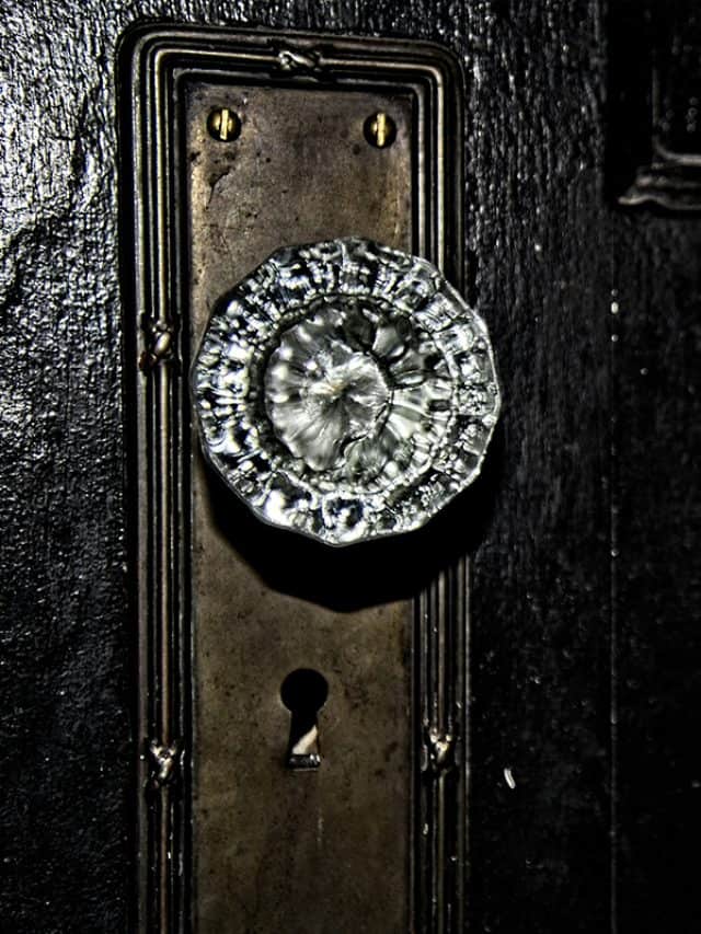 Crystal doorknob on black door
