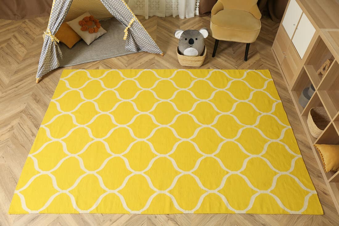 A yellow honeycomb carpet