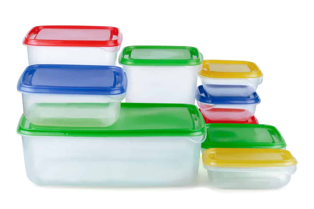Different of lids of containers on a white background